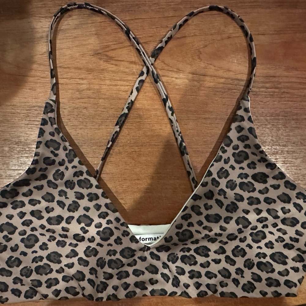 Reformation Leopard Print Strappy Bralette